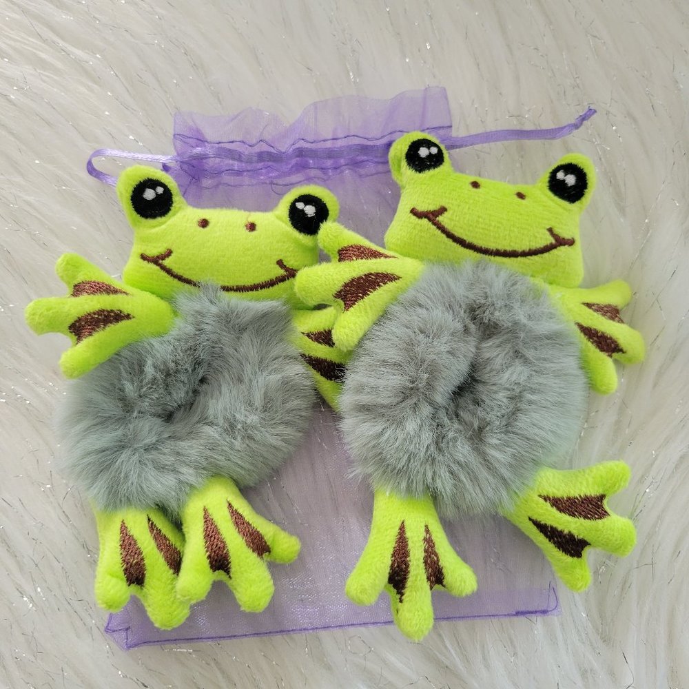 Set of 2 Plush Frog Scrunchies